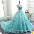 Real Picture Wedding Gown New Arrival Tiered Puffy Wedding Dress Top Beaded Colorful Tulle Ball Gown Sky Blue Wedding Dress